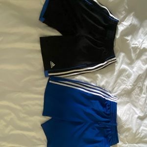 Adidas two shorts black and blue size 10-12 kids